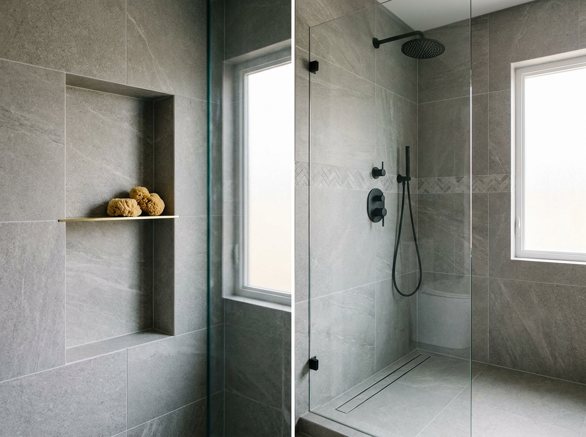Custom tiled walk-in shower